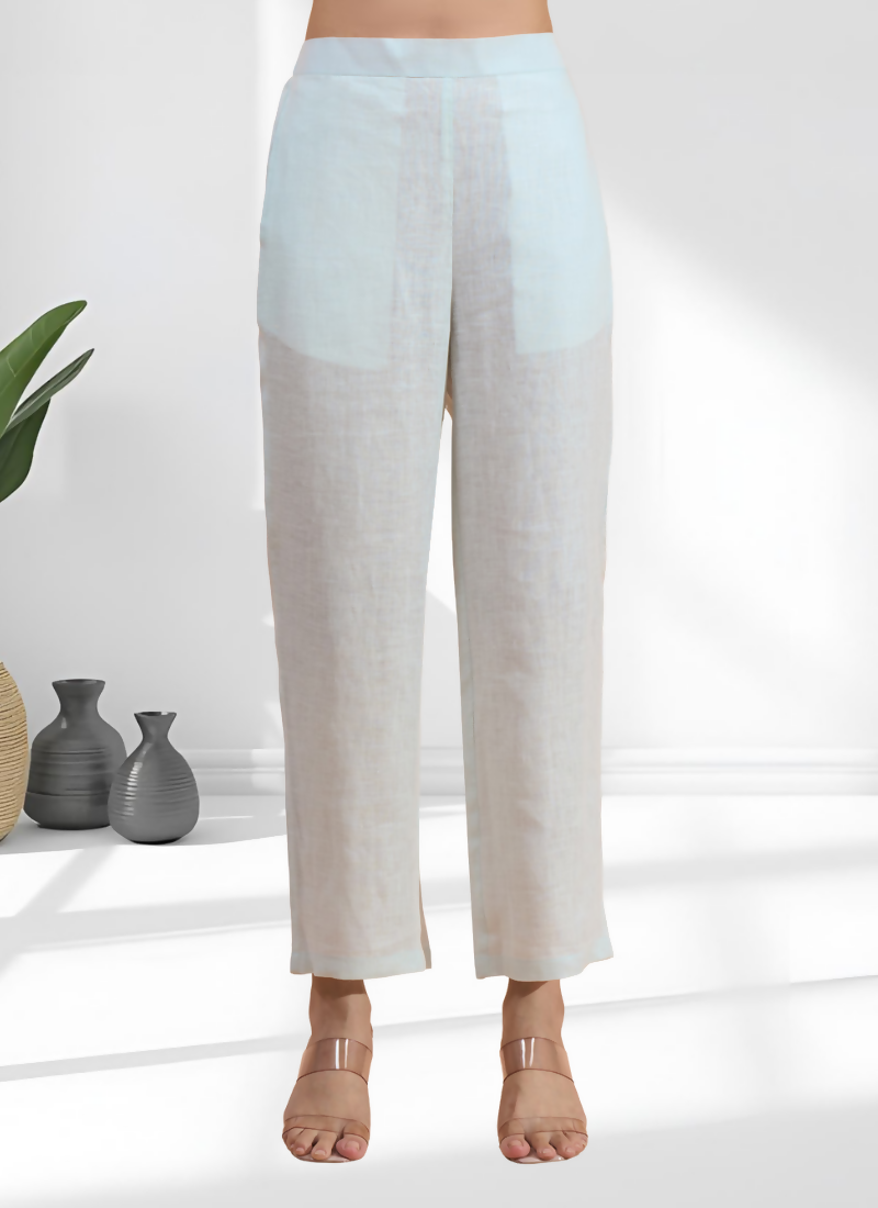 Joban Fashion Sky Blue Linen Embroidered Readymade Cord Set