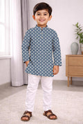 Neera Trendz Blue Cotton Thread Embroidery Kid's Kurta Pajama
