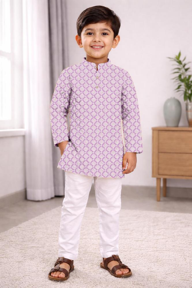 Neera Trendz Pink Cotton Thread Embroidery Kid's Kurta Pajama
