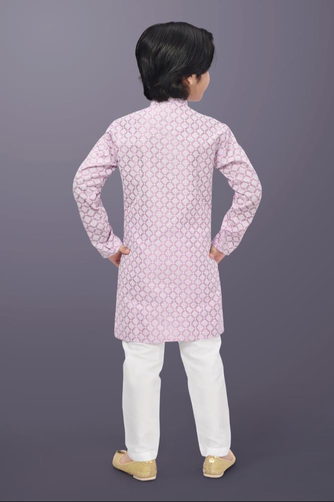 Neera Trendz Pink Cotton Thread Embroidery Kid's Kurta Pajama