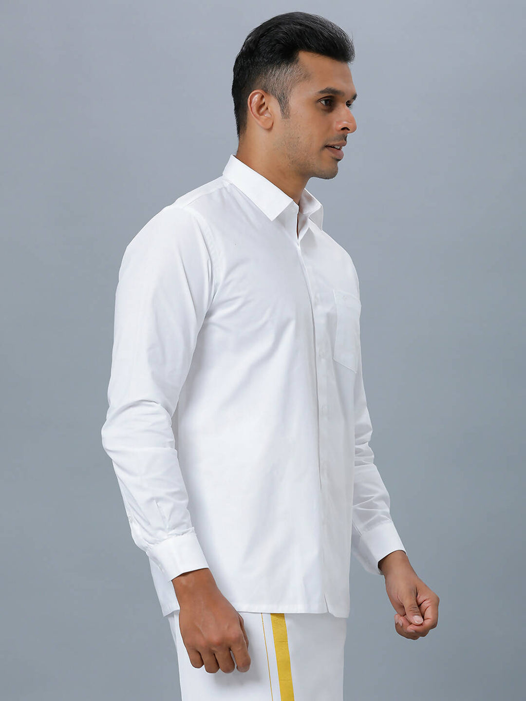 Ramraj Cotton Mens Full Sleeve Formal 100 % Cotton White Shirt