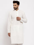 Jompers Men Cream Embroidered Kurta Only