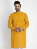 Jompers Men Mustard Embroidered Kurta Only