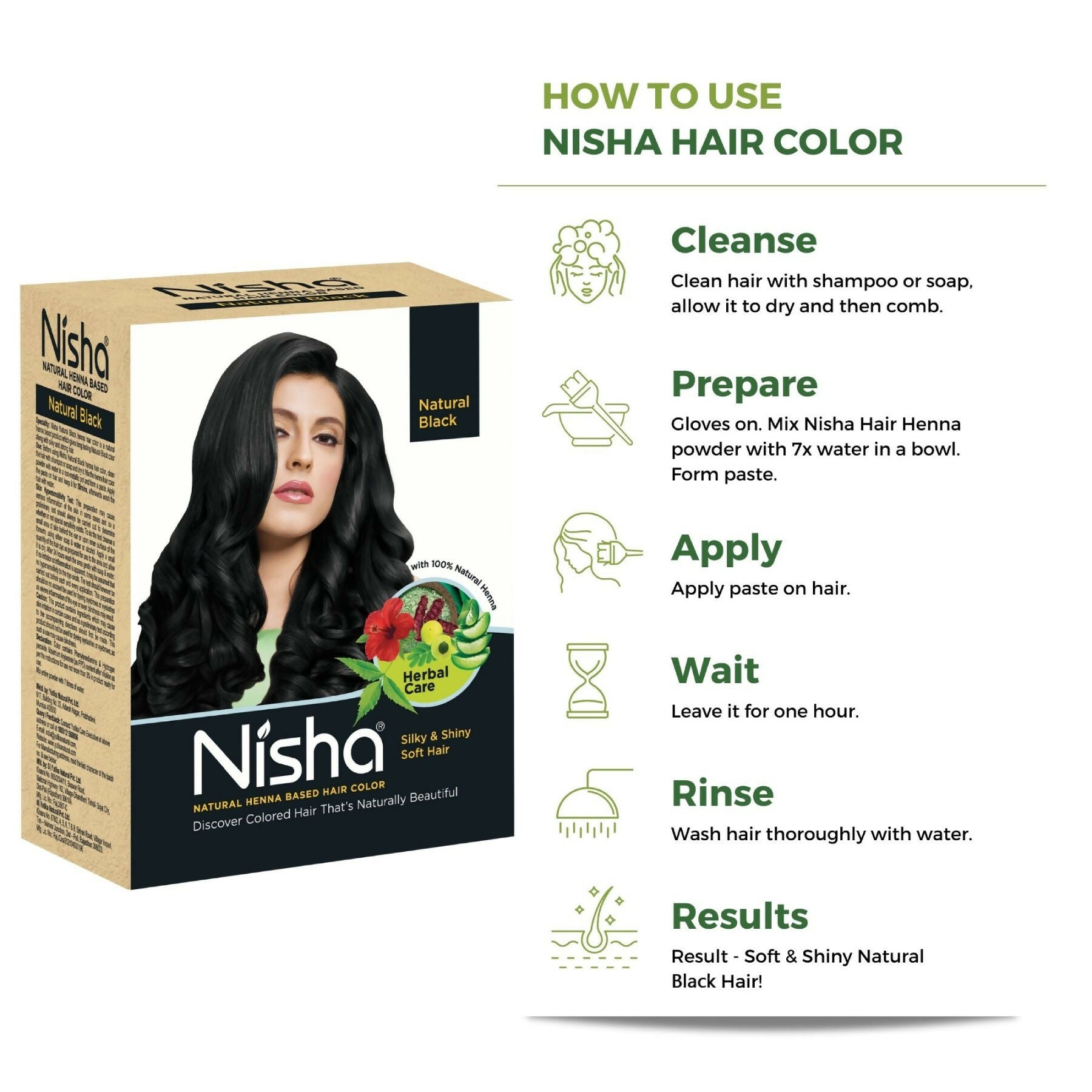Nisha Henna Based Hair Colour for Women & Men Natural Black