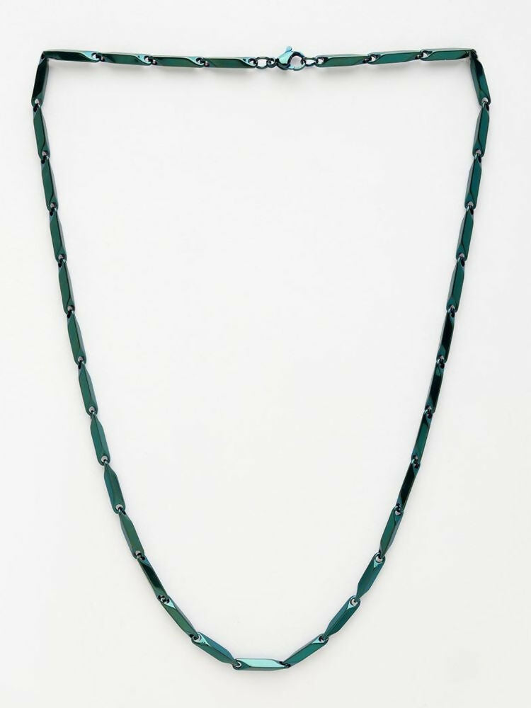 NVR Men's Handcrafted Green Rhodium Plated Chain