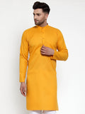 Jompers Men Mustard Yellow & White Solid Kurta Only