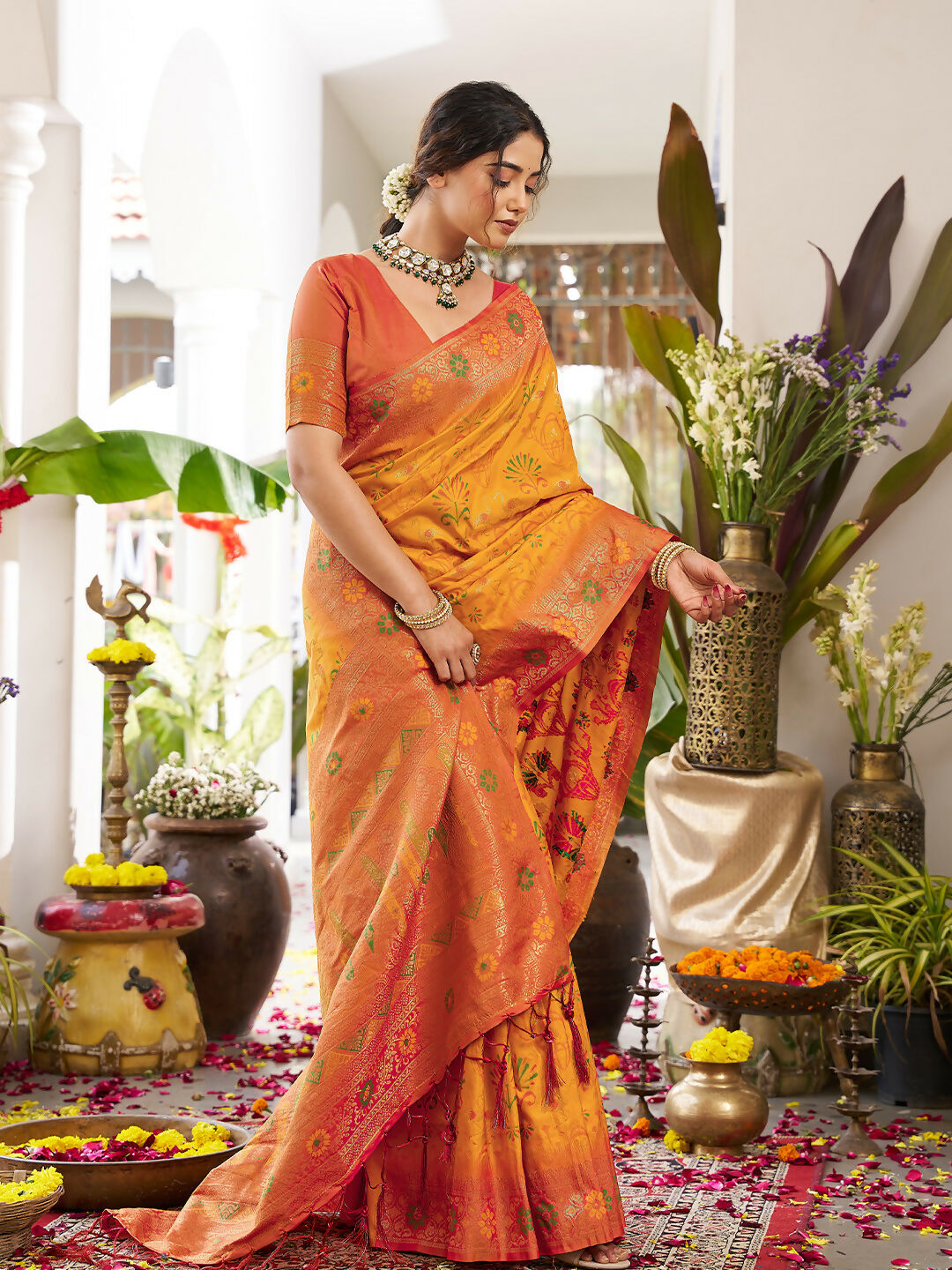 Shree Shyam Fashion Yellow Soft Silk Saree