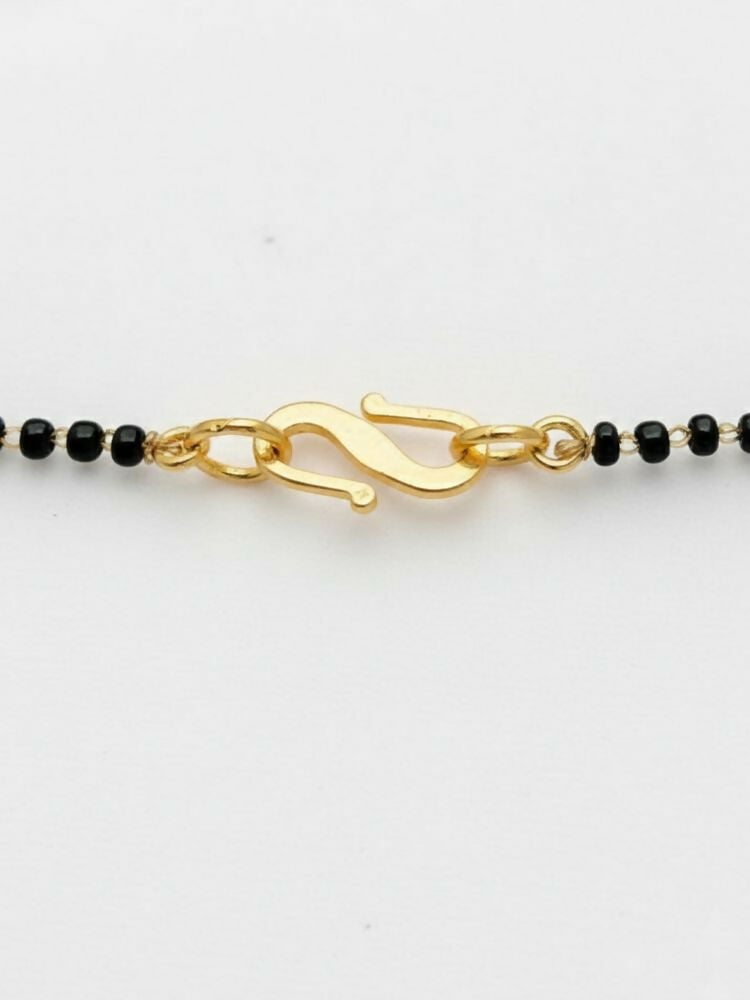 NVR Women Gold Plated Black Beaded Short Design Mangalsutra