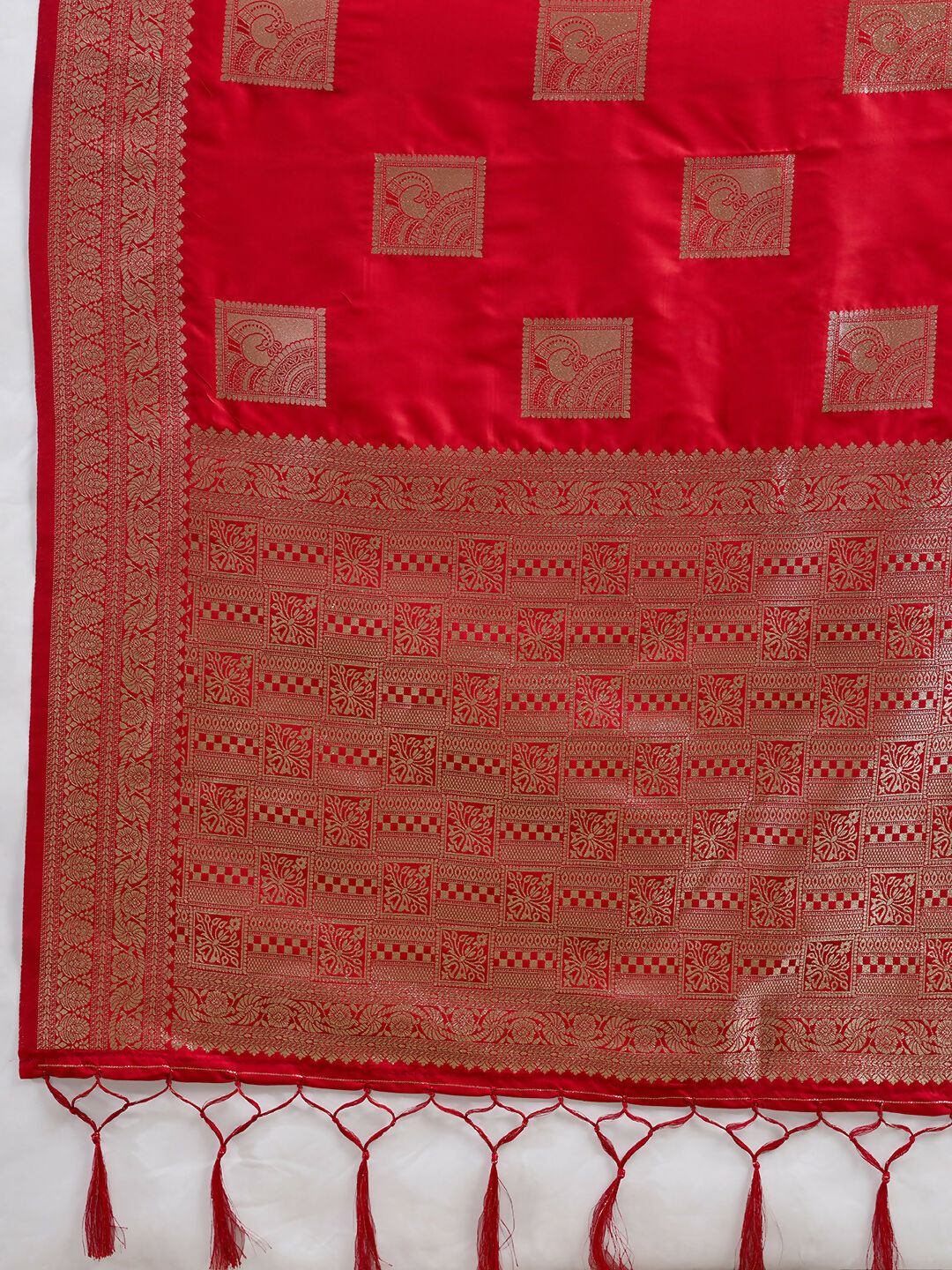 Shree Shyam Fashion Red Silk Blend Saree