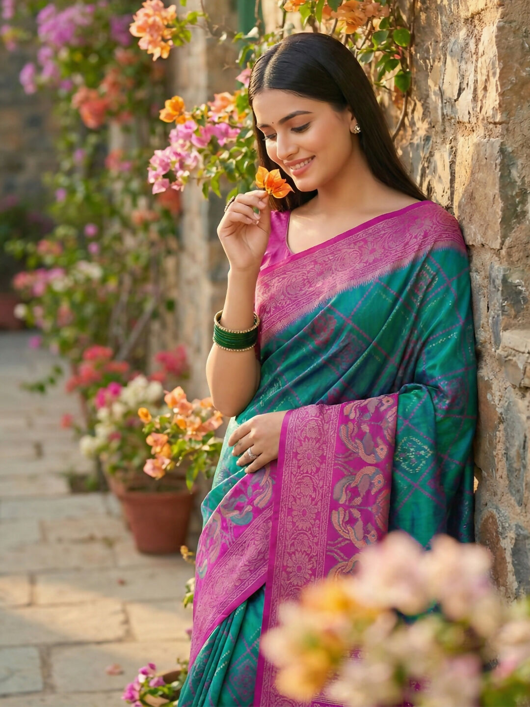 Shree Shyam Fashion Sky Blue Pochampally Silk Saree