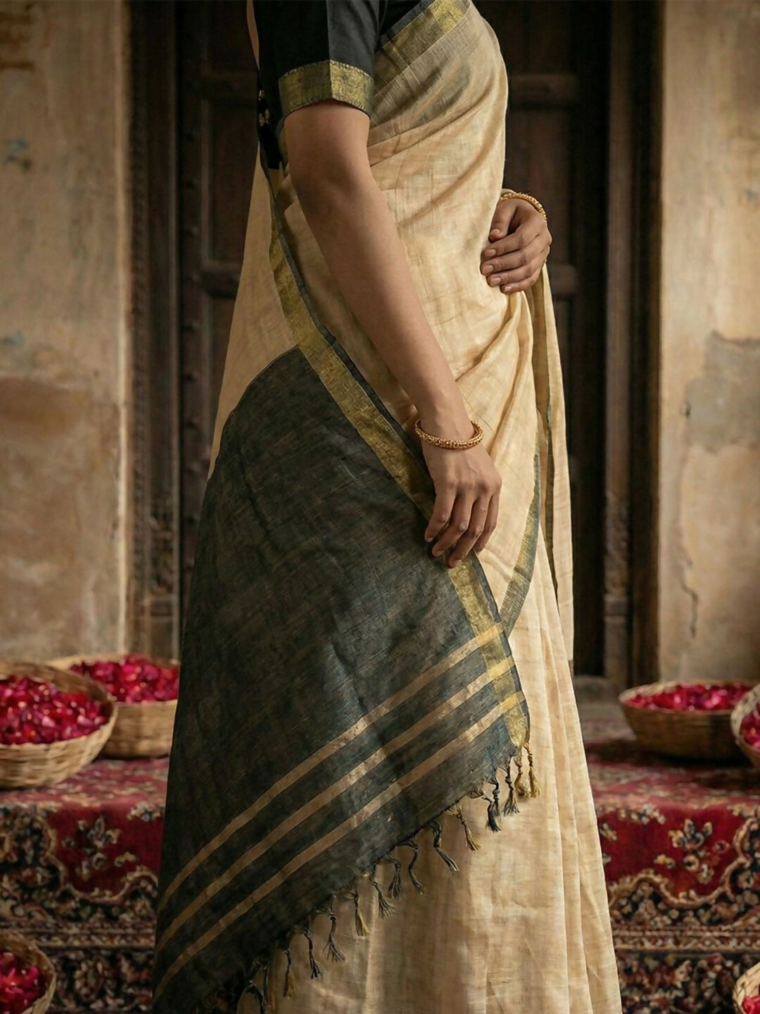 Shree Shyam Fashion Beige Cotton Saree