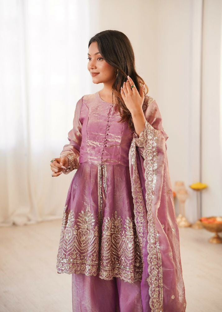 Teeya Creation Pink Color Fendy Satin Silk Embroidery Work Party Wear Salwar Suit