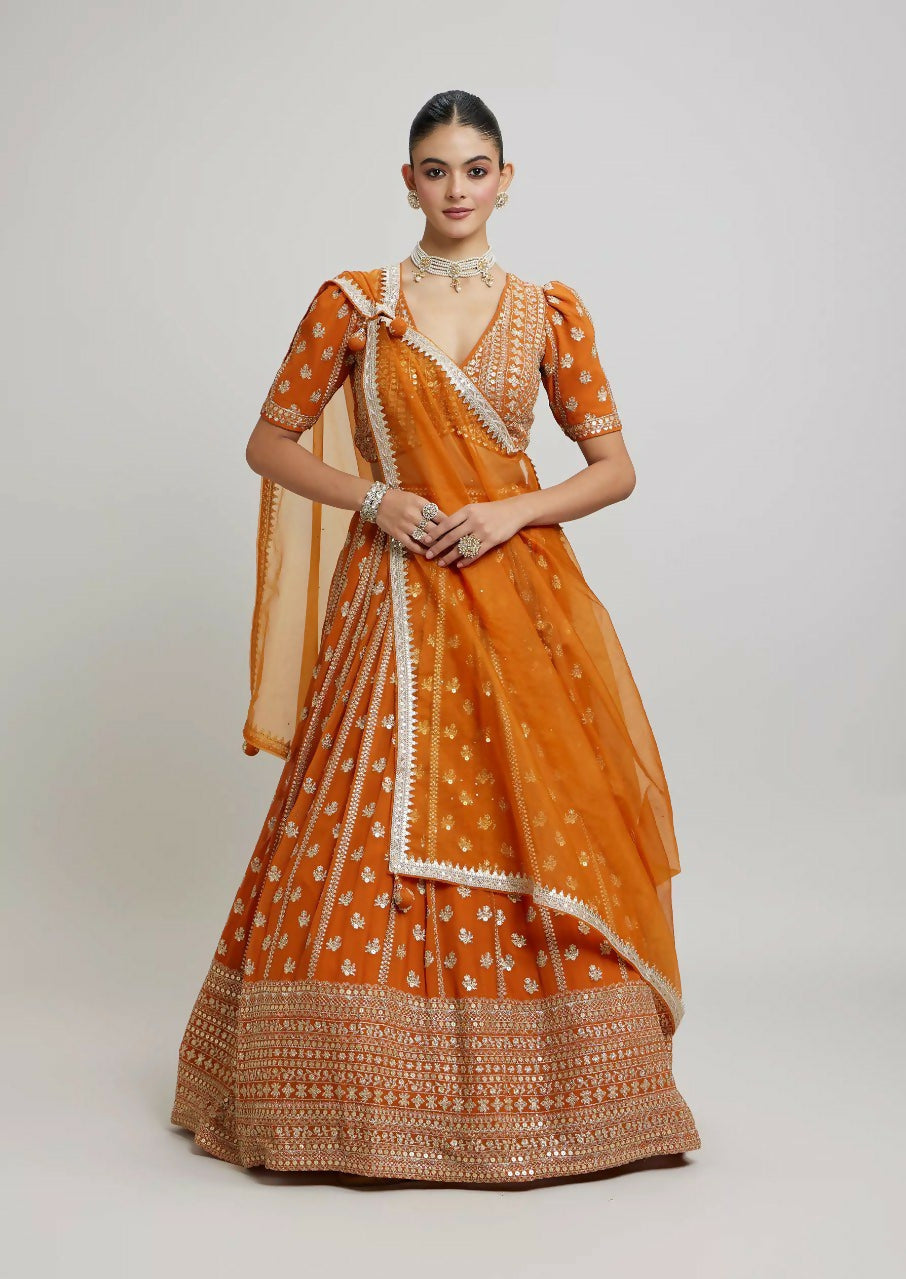 Lehenga Mart Designer Indian Wedding Lehenga Choli-Orange