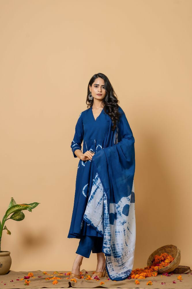 Joban Fashion Blue Tie & Dye Cotton Suit Set