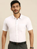 Ramraj Cotton Mens Half Sleeve White Shirt Plus Size - 100% Cotton