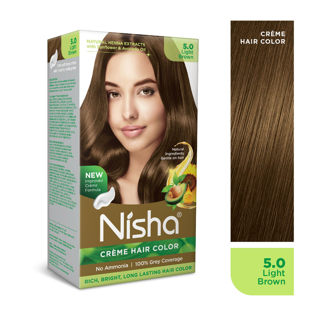 Nisha Creme Hair Color for Women - Light Brown