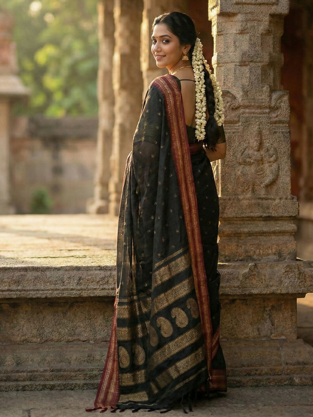 Shree Shyam Fashion Black Soft Silk Saree