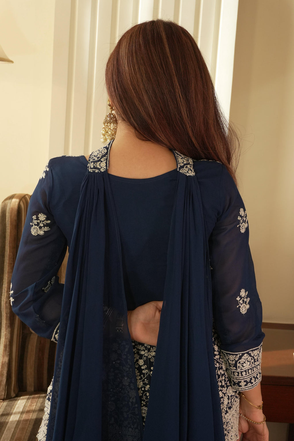 Lehenga Mart Designer Palazzo Suit With Kurta Palazzo Dupatta For Women-Blue