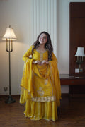 Lehenga Mart Designer Sharara Suit With Kurta Sharara Dupatta For Women-Yellow