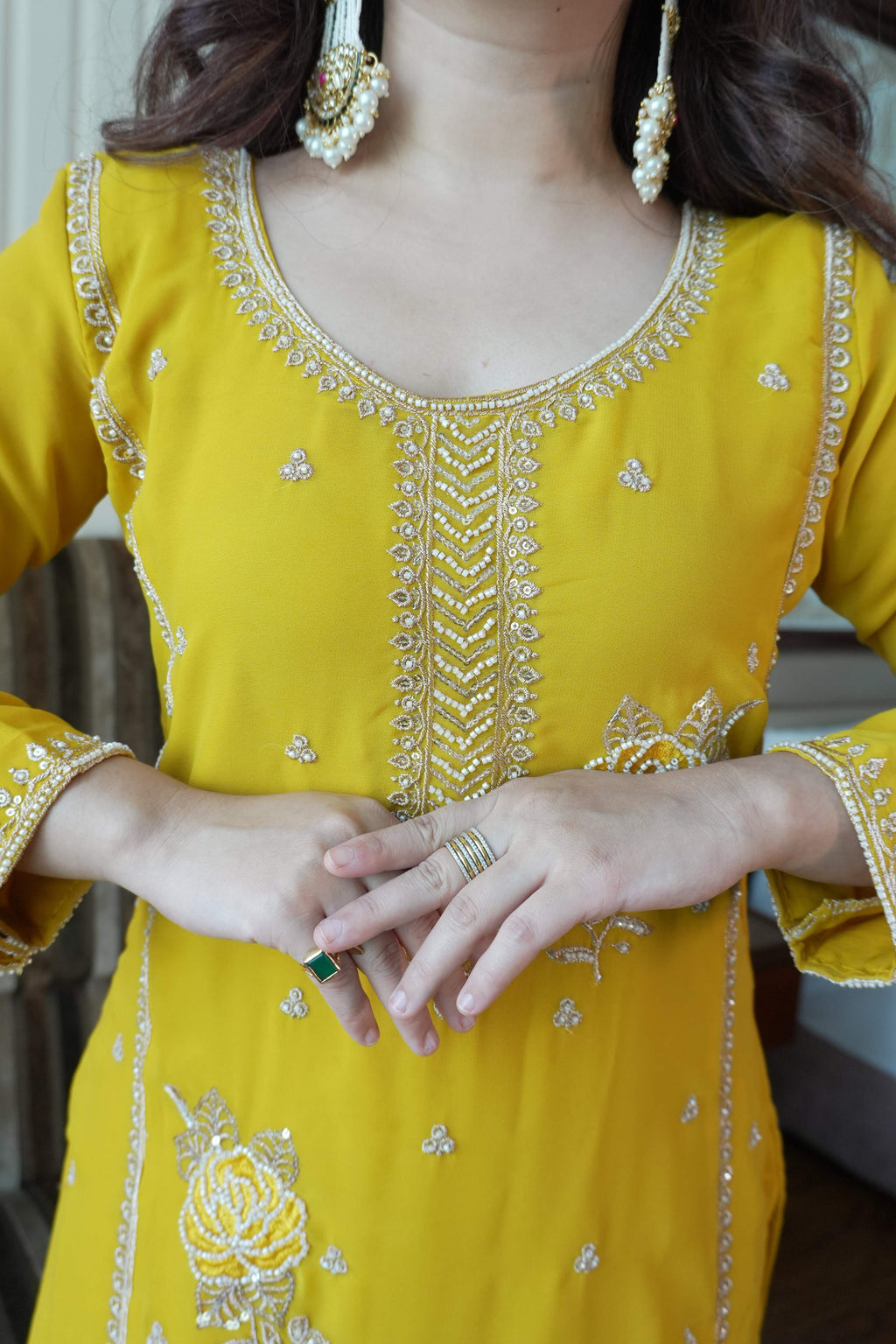 Lehenga Mart Designer Sharara Suit With Kurta Sharara Dupatta For Women-Yellow