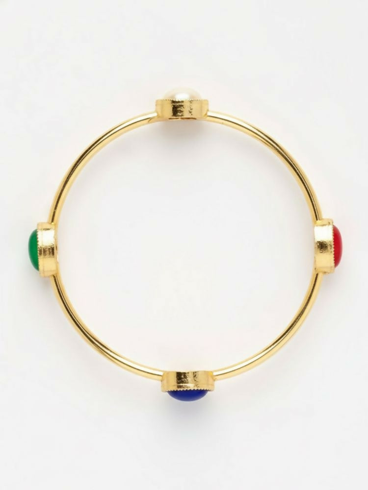 NVR Women Set of 2 Gold Plated Artificial Stone Bangle