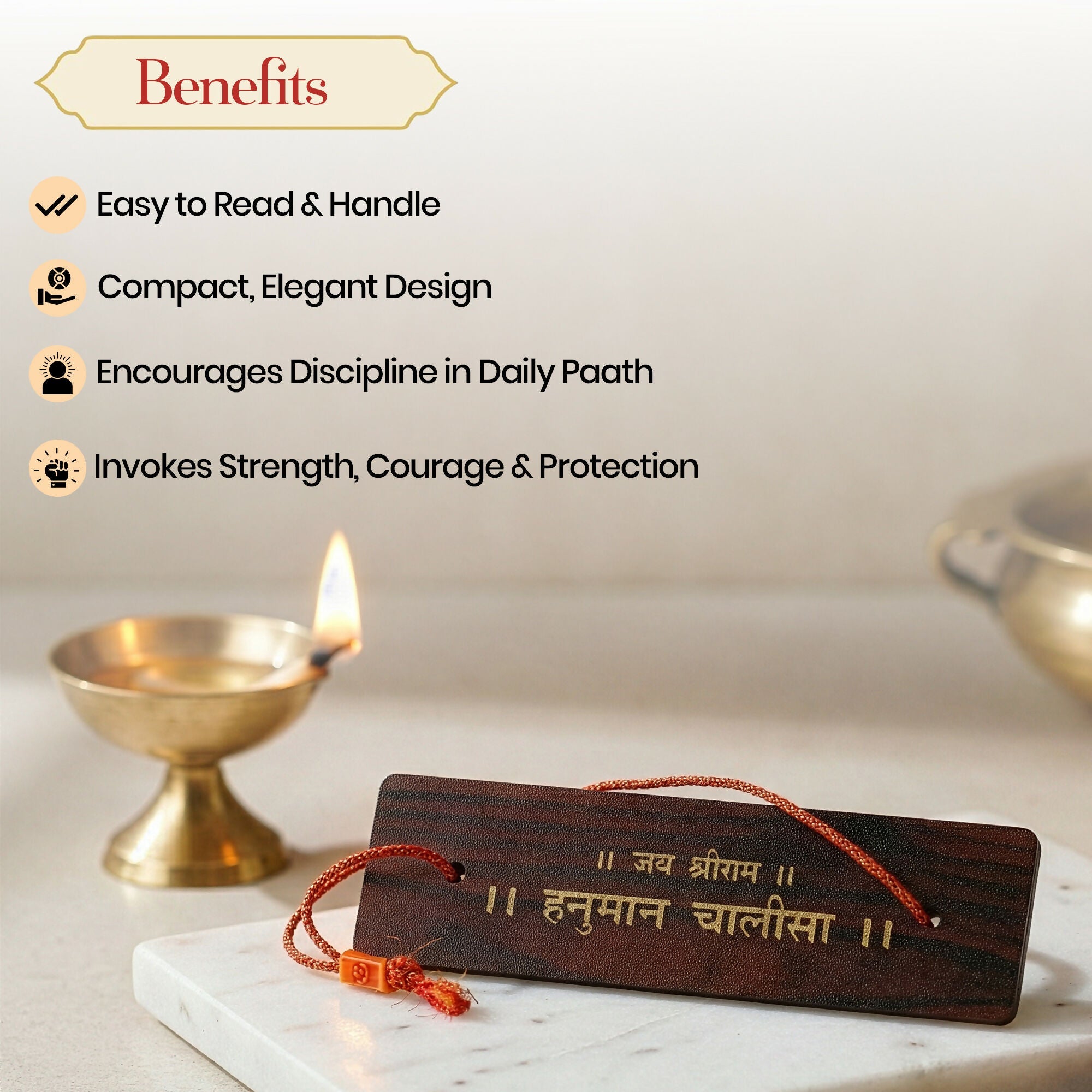 Pujashree Wooden Hanuman Chalisa – Decorative Devotional Prayer Plaque for Home & Temple (Hindi)