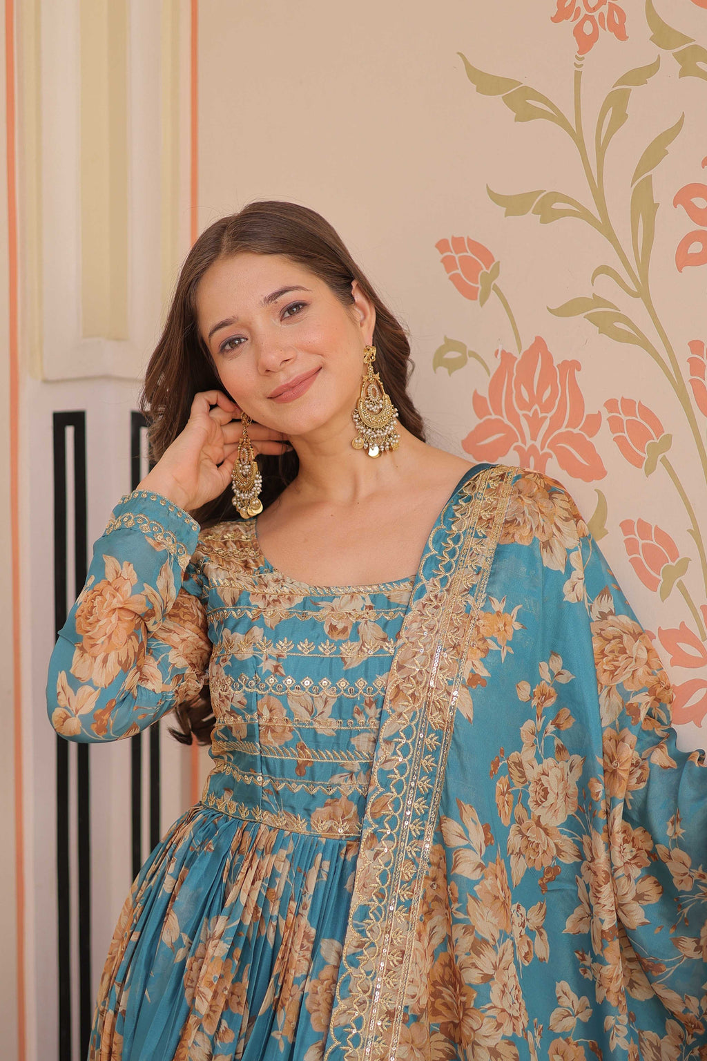 Vedant Vastram Russian Silk Embroidery & Sequence Work Stitched Ethnic Gown-Rama
