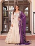Vedant Vastram Russian Silk Embroidery & Sequence Work Stitched Ethnic Gown-Purple