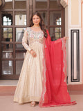 Vedant Vastram Russian Silk Embroidery & Sequence Work Stitched Ethnic Gown-Red