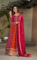 Vedant Vastram Georgette Embroidery & Sequence Work Stitched Ethnic Gown-Pink