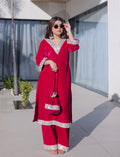 Vedant Vastram Heavy Velvet Embroidery & Mirror Work Stitched Salwar Suit Set-Pink