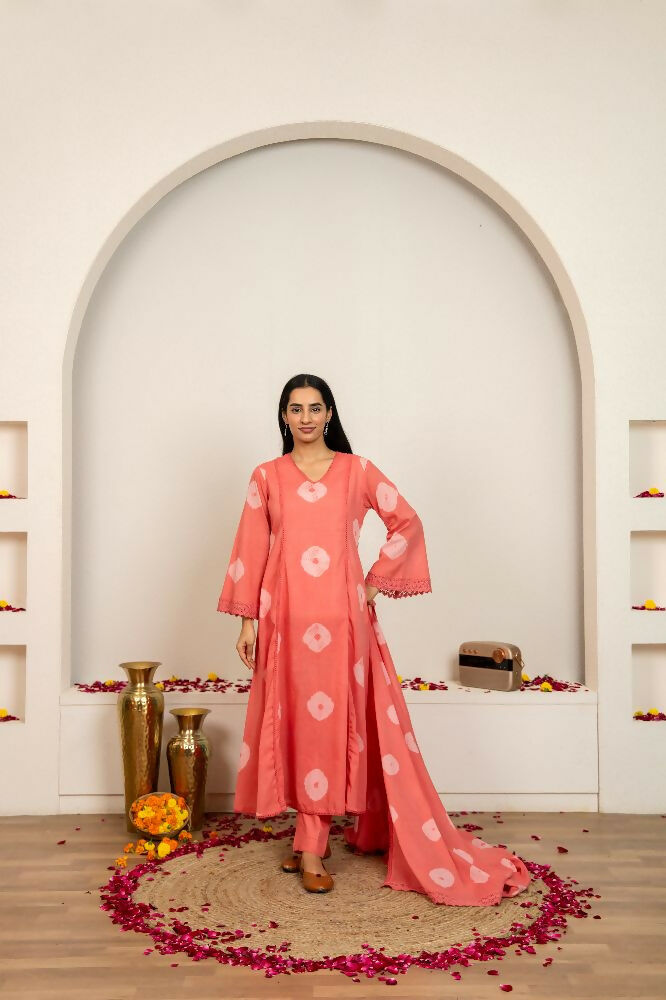 Joban Fashion Pink Tie & Dye Cotton Suit Set