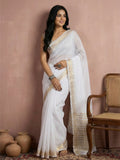 Shree Shyam Fashion White Cotton Saree