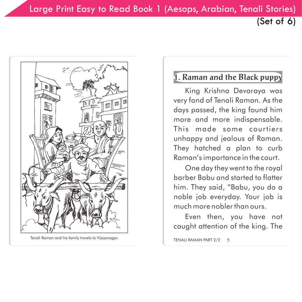 Large Print Easy to Read Aesop's Fables, Arabian Nights & Tenali Raman Classic Stories Books Set of 6| Ages 6 - 12 Year