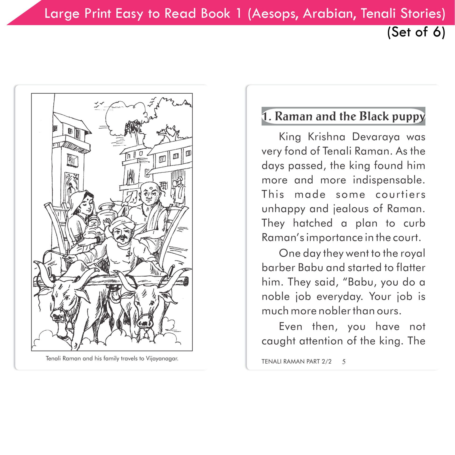 Large Print Easy to Read Aesop's Fables, Arabian Nights & Tenali Raman Classic Stories Books Set of 6| Ages 6 - 12 Year