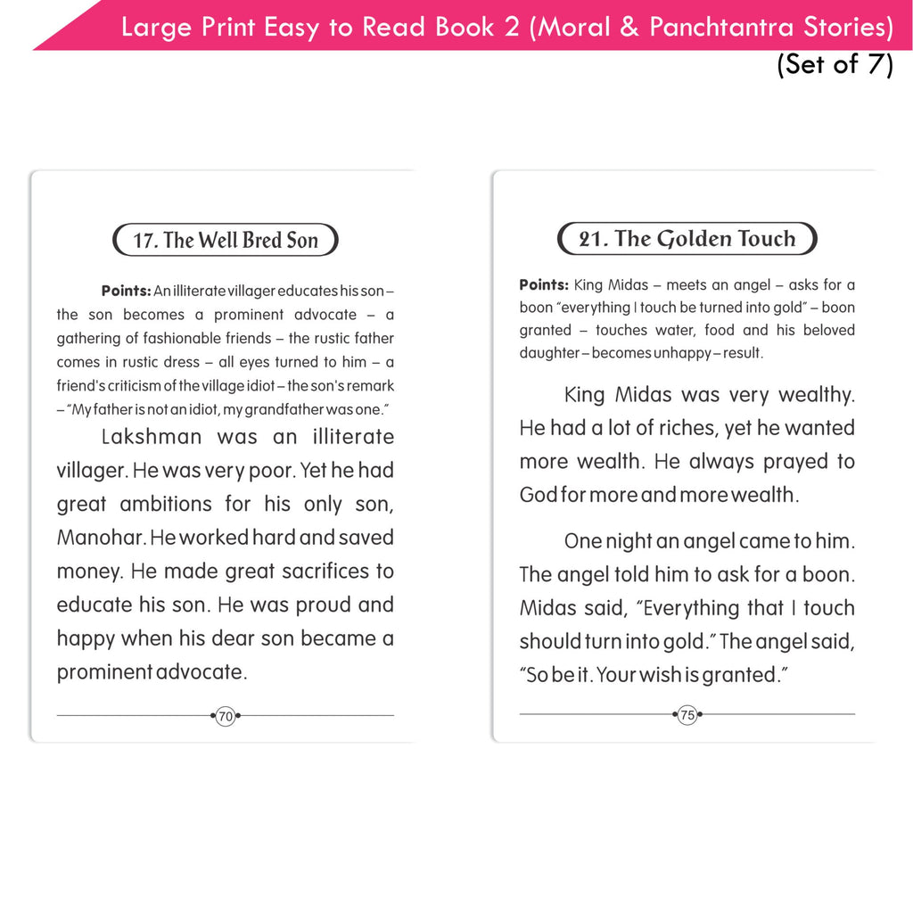 Large Print Easy to Read Moral & Panchtantra Stories Books Set of 7| Children Stories Books| Ages 6 - 12 Year