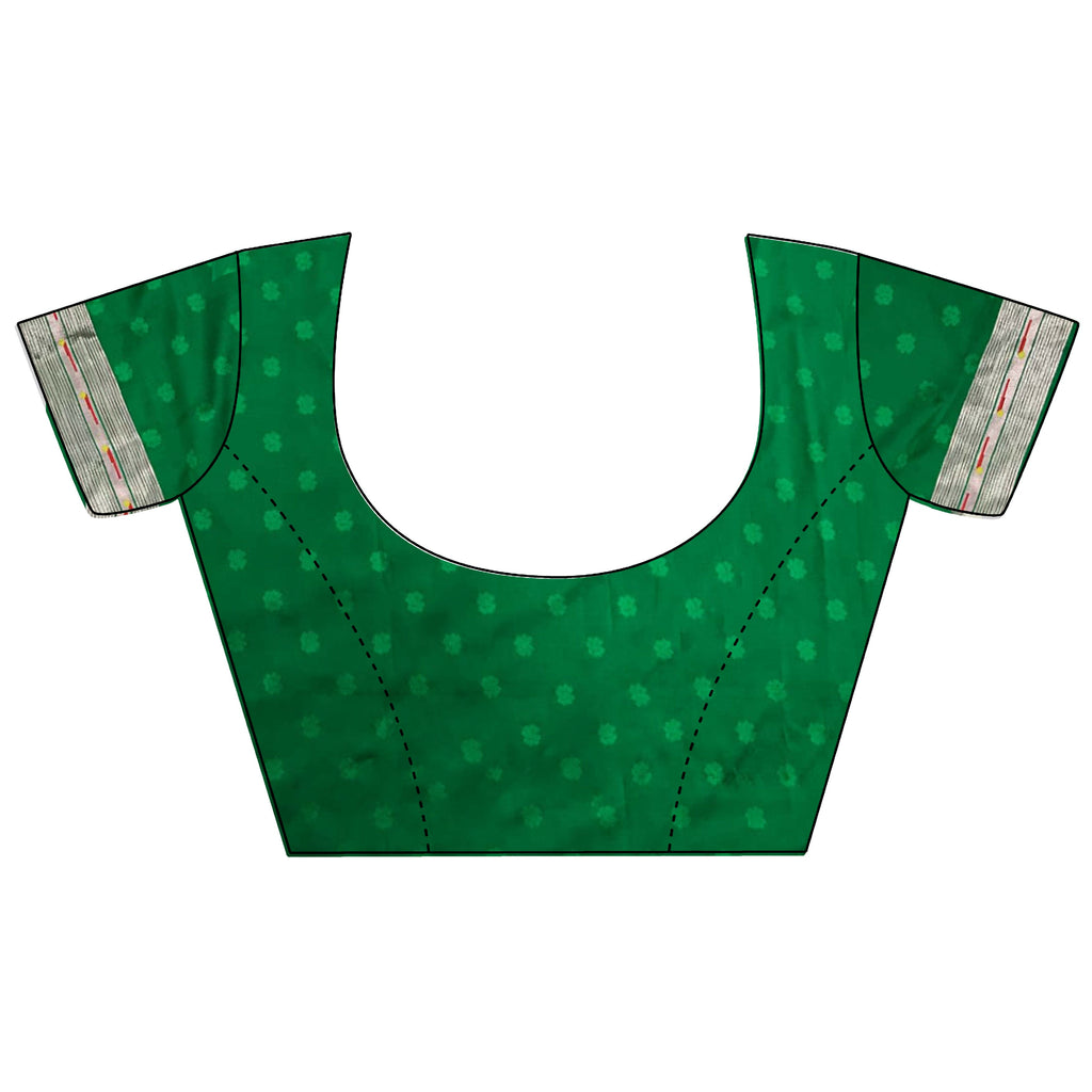 Joban Fashion Green Peacock & Floral Motifs Soft Silk Kanchipuram Saree