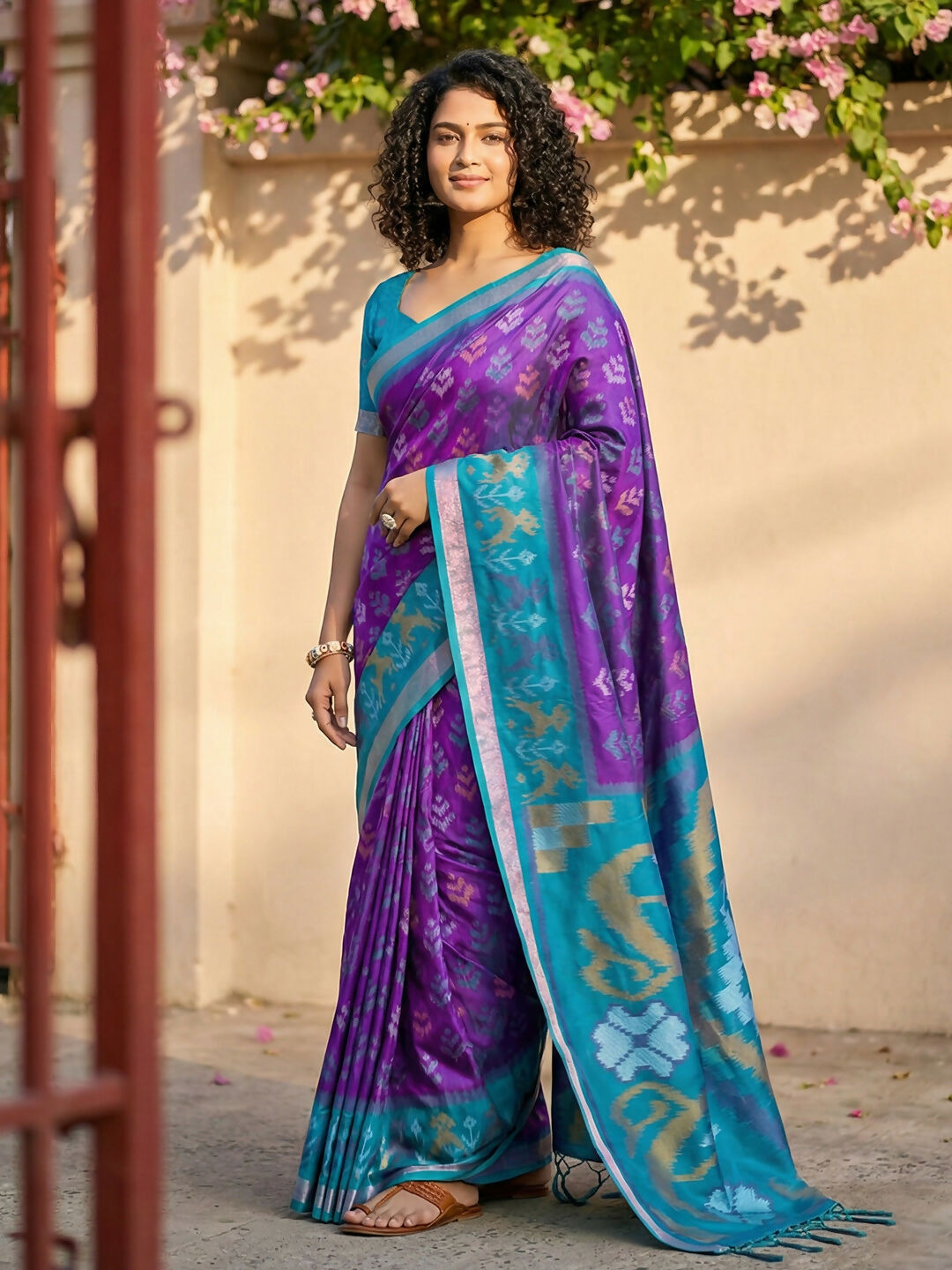 Shree Shyam Fashion Violet Pochampally Silk Saree