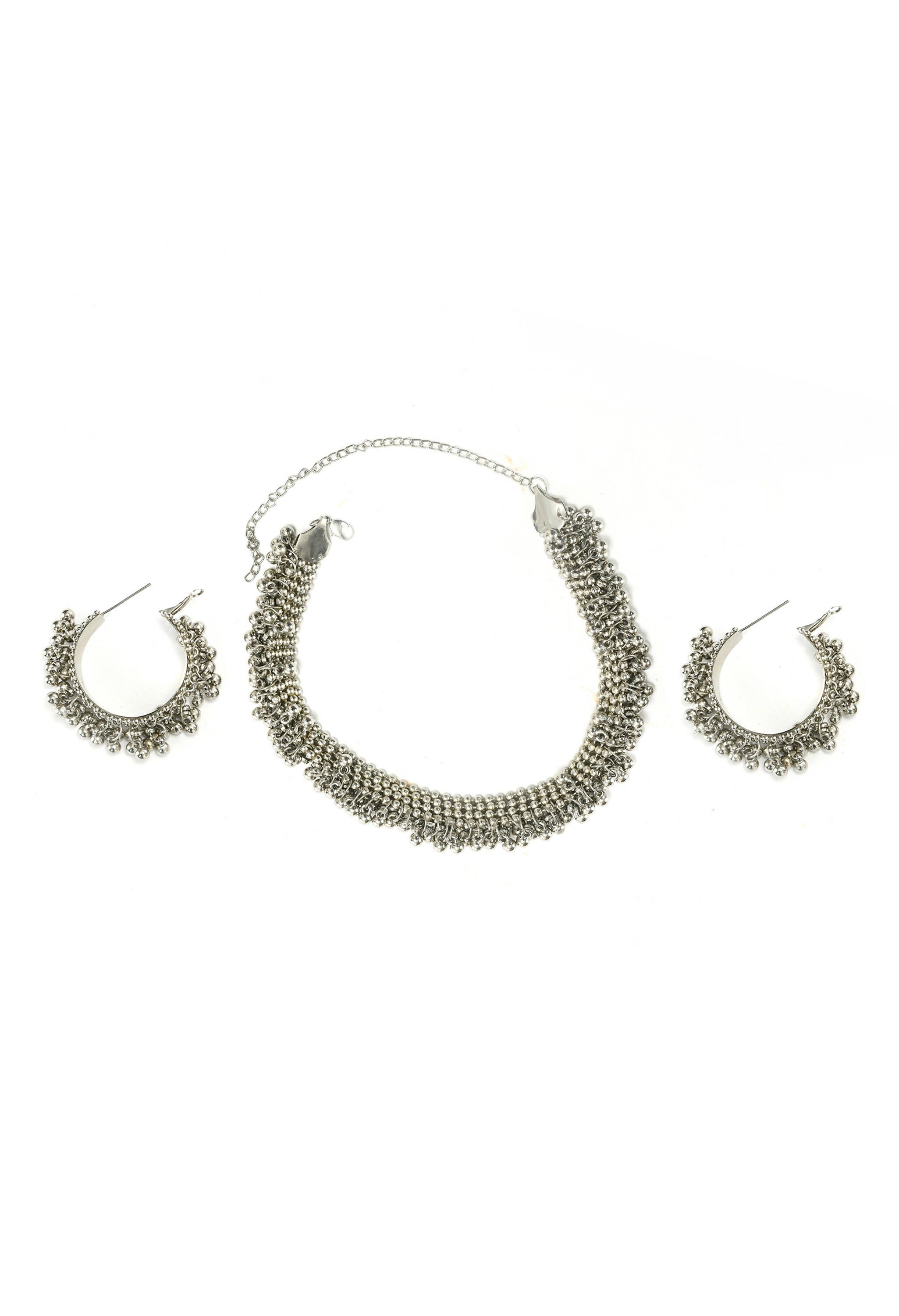 Mominos Fashion Johar Kamal Silver-Plated Brass Finish Ghungroo Work Choker For Women