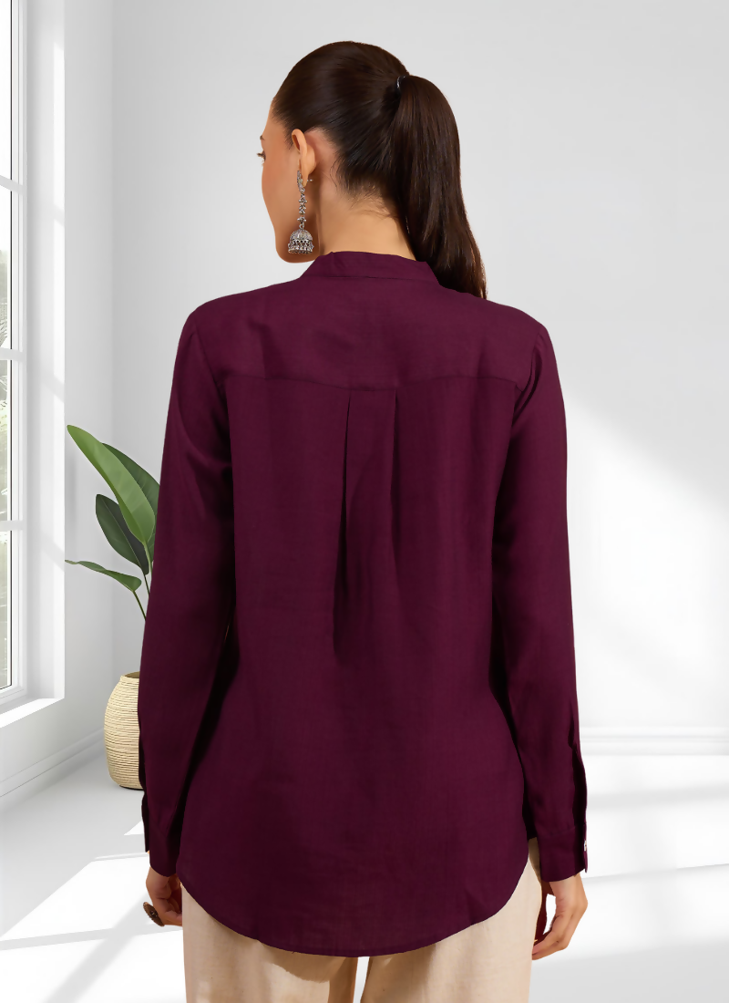 Joban Fashion Wine Silk Embroidered Readymade Tunic