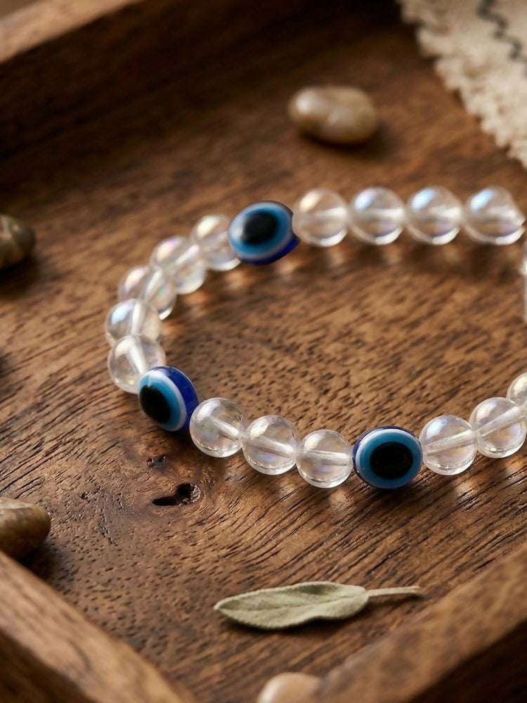 NVR White Crystal Evil Eye Bracelet for Men & Women