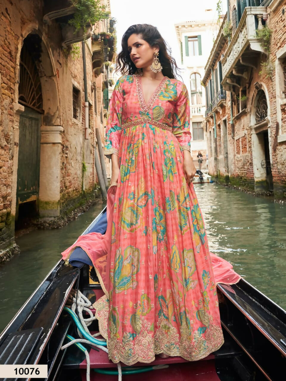 Anaita Pink Chinon Silk Readymade Anarkali Suit with Embroidery Work