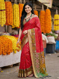 Shree Shyam Fashion Red Pochampally Silk Saree