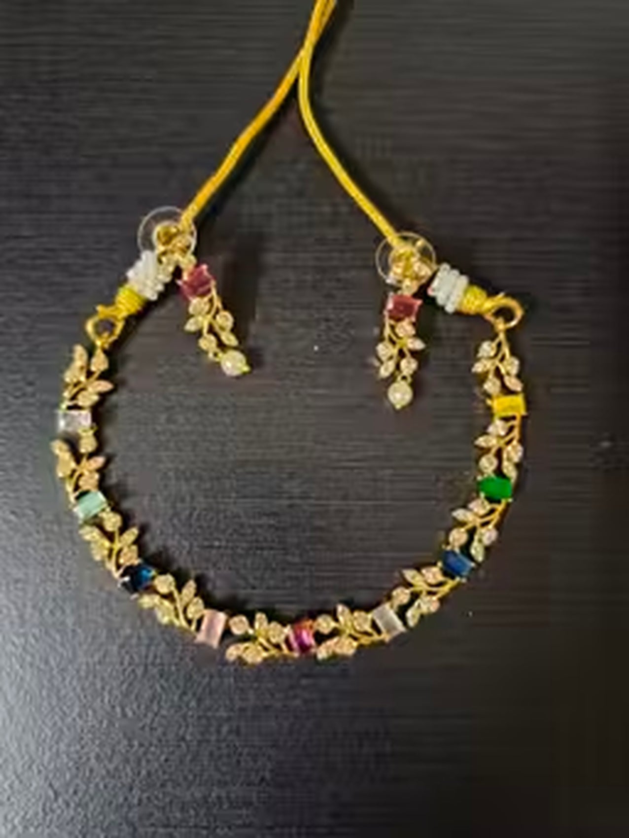 Jewel City Multi-Color Gemstone Floral Necklace Set - Handcrafted 18K Rose Gold Plated Jewellery for Weddings & Parties
