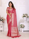 Aastha Fashion Magenta Organza Silk Weaving Saree