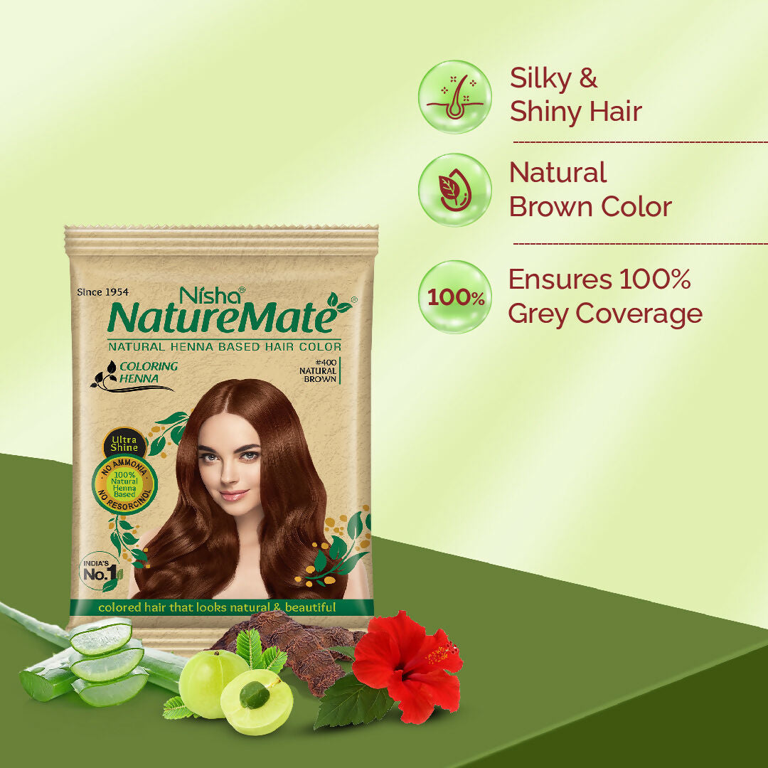 Nisha Nature Mate Henna-Based Hair Color Powder Sachet (Pack of 10)