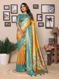 Aastha Fashion Yellow Tissue Silk Weaving Saree