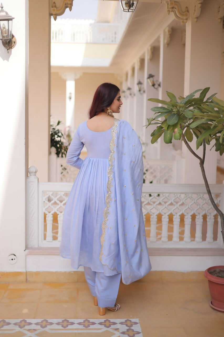 Teeya Creation Womens New Mul Chanderi With Beads Embroidery-Work Kurta Set