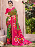 Anaita Mehendi Silk Saree With Blouse Piece
