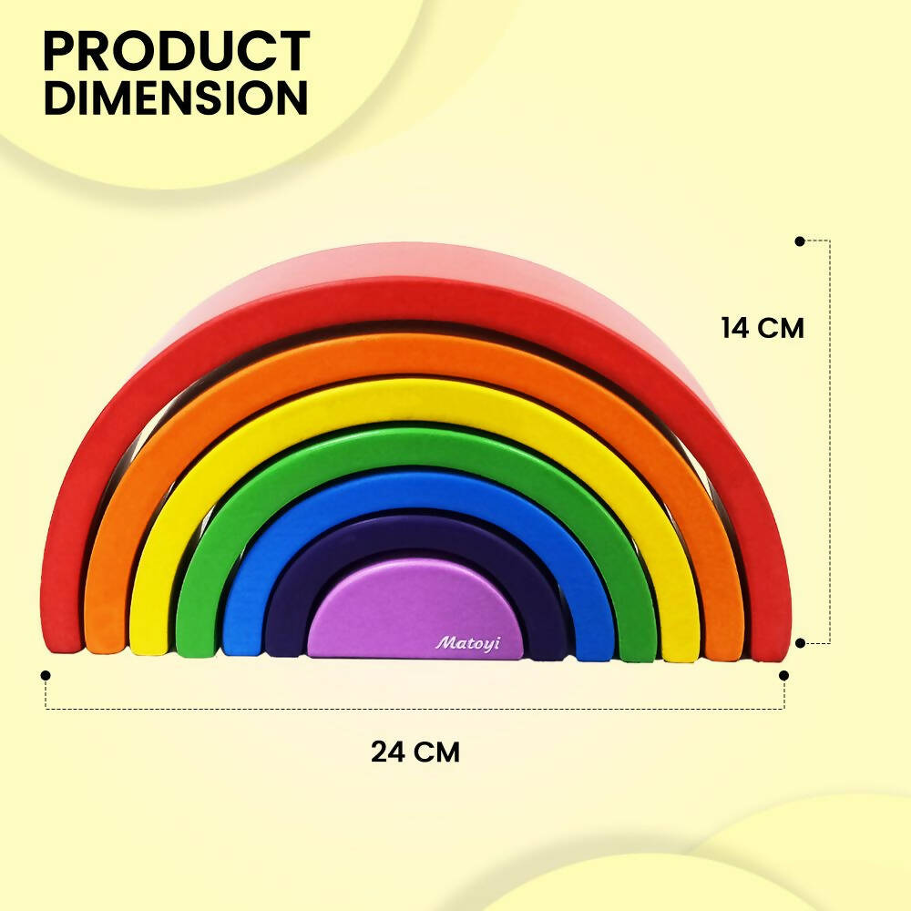 Matoyi Wooden Rainbow Stacker ? 7 Piece Colorful Stacker